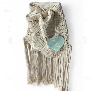 Z & L Vintage Cream Macrame Fringe Bag- Boutique Find-NWT